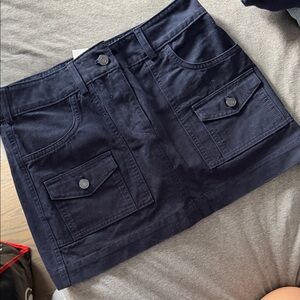 Navy Cargo Pocket Mini Skirt
